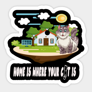 home is where your cat Sticker